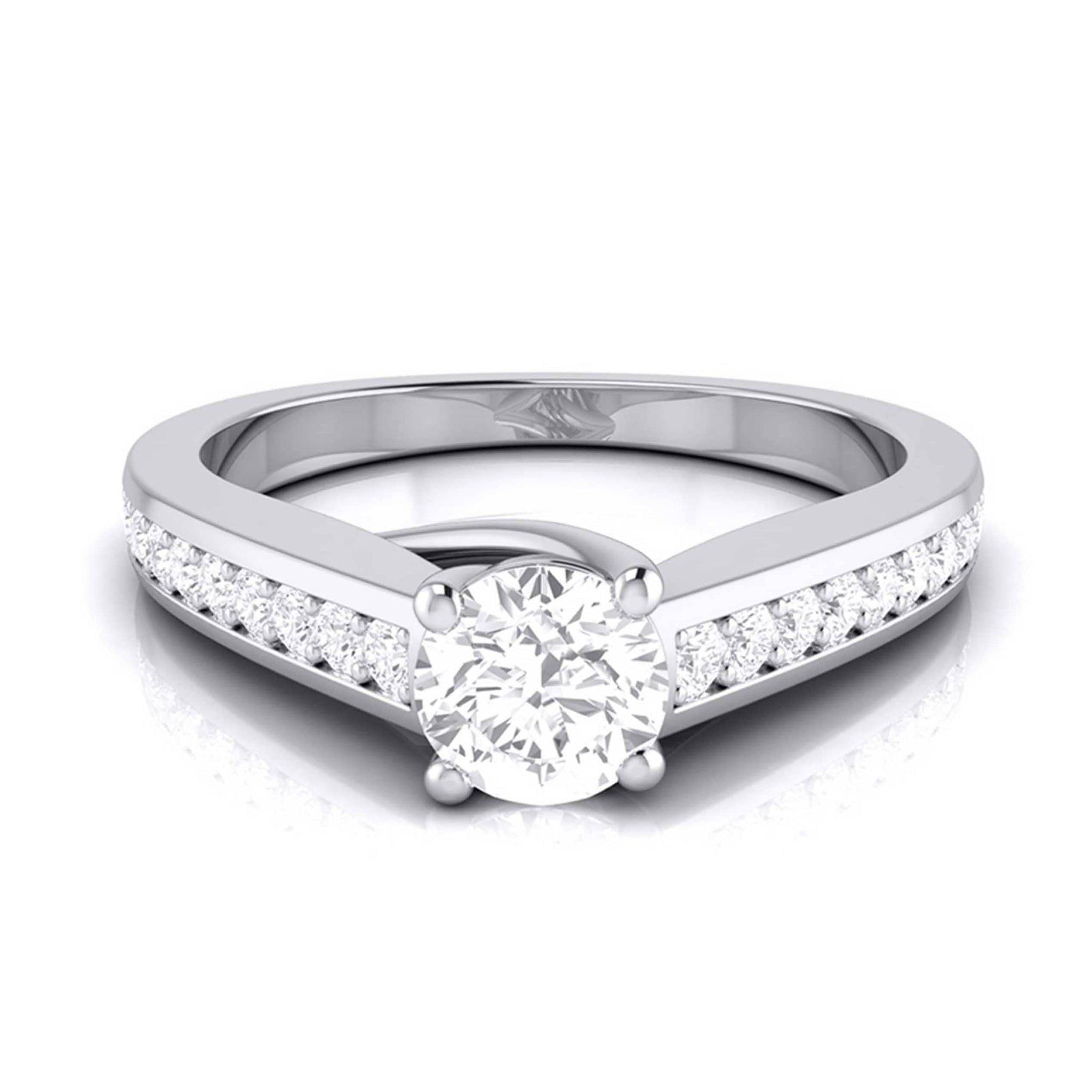 Jewelove™ Rings J VS / Women's Band only 1-Carat Raised Solitaire Platinum Diamond Shank Engagement Ring JL PT G 120-C