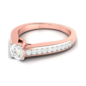 Jewelove™ Rings Women's Band only / VS J 1-Carat Solitaire 18K Rose Gold Diamond Shank Ring JL AU G 120R-C