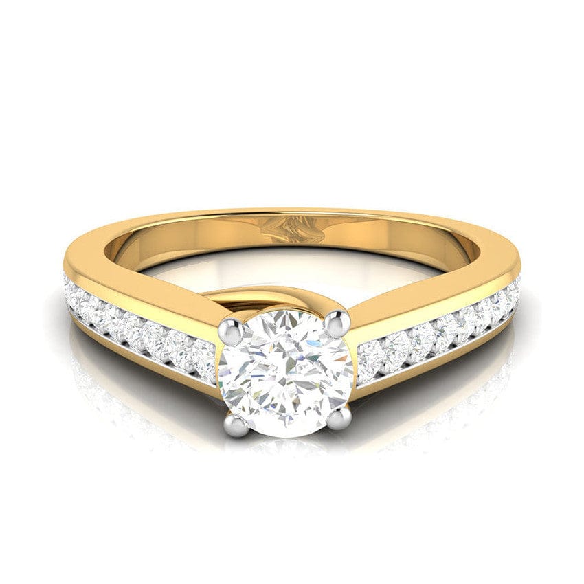 Jewelove™ Rings Women's Band only / VS J 1-Carat Solitaire 18K Yellow Gold Diamond Shank Ring JL AU G 120Y-C