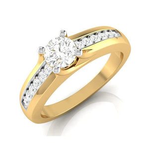 Jewelove™ Rings Women's Band only / VS J 1-Carat Solitaire 18K Yellow Gold Ring with Diamond Accents JL AU G 119Y-C