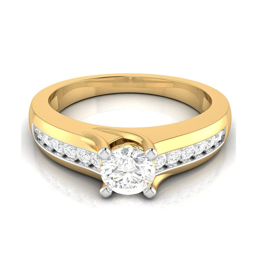 Jewelove™ Rings Women's Band only / VS J 1-Carat Solitaire 18K Yellow Gold Ring with Diamond Accents JL AU G 119Y-C