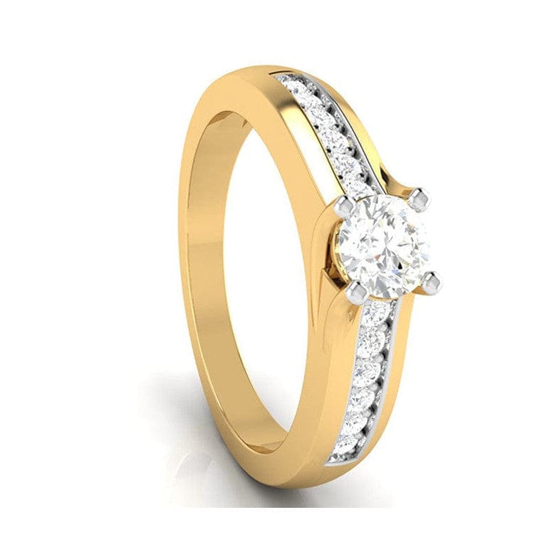 Jewelove™ Rings Women's Band only / VS J 1-Carat Solitaire 18K Yellow Gold Ring with Diamond Accents JL AU G 119Y-C