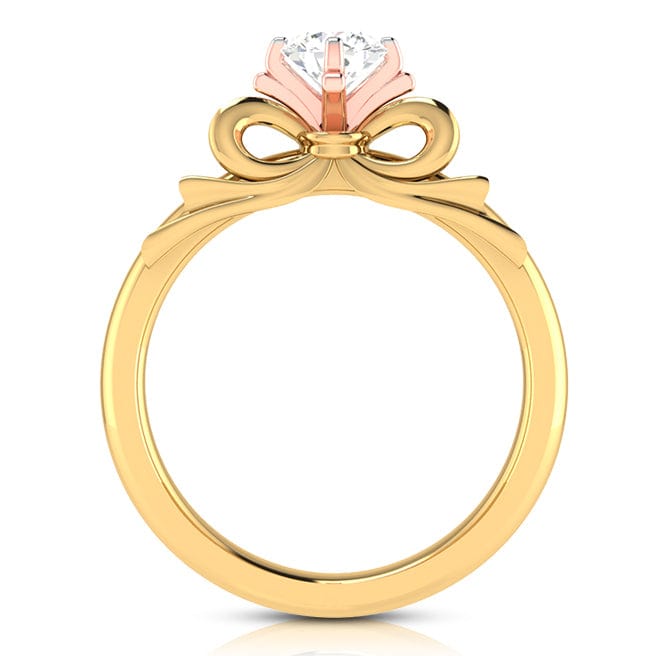 Jewelove™ Rings Women's Band only / VS J 1-Carat Solitaire Bow Designer 18K Yellow Gold Ring with Rose Gold Prong JL AU G 108Y-C