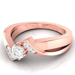 Jewelove™ Rings Women's Band only / VS J 1-Carat Solitaire Diamond Designer Rose Gold Solitaire Ring JL AU G 104R-C