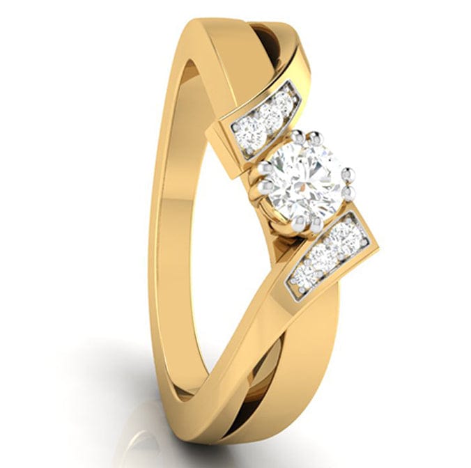 Jewelove™ Rings Women's Band only / VS J 1-Carat Solitaire Diamond Designer Yellow Gold Solitaire Ring JL AU G 104Y-C