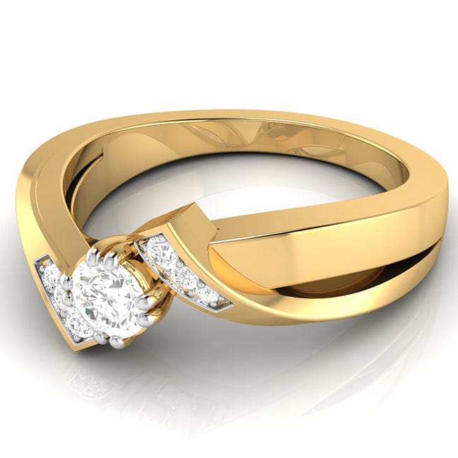 Jewelove™ Rings Women's Band only / VS J 1-Carat Solitaire Diamond Designer Yellow Gold Solitaire Ring JL AU G 104Y-C