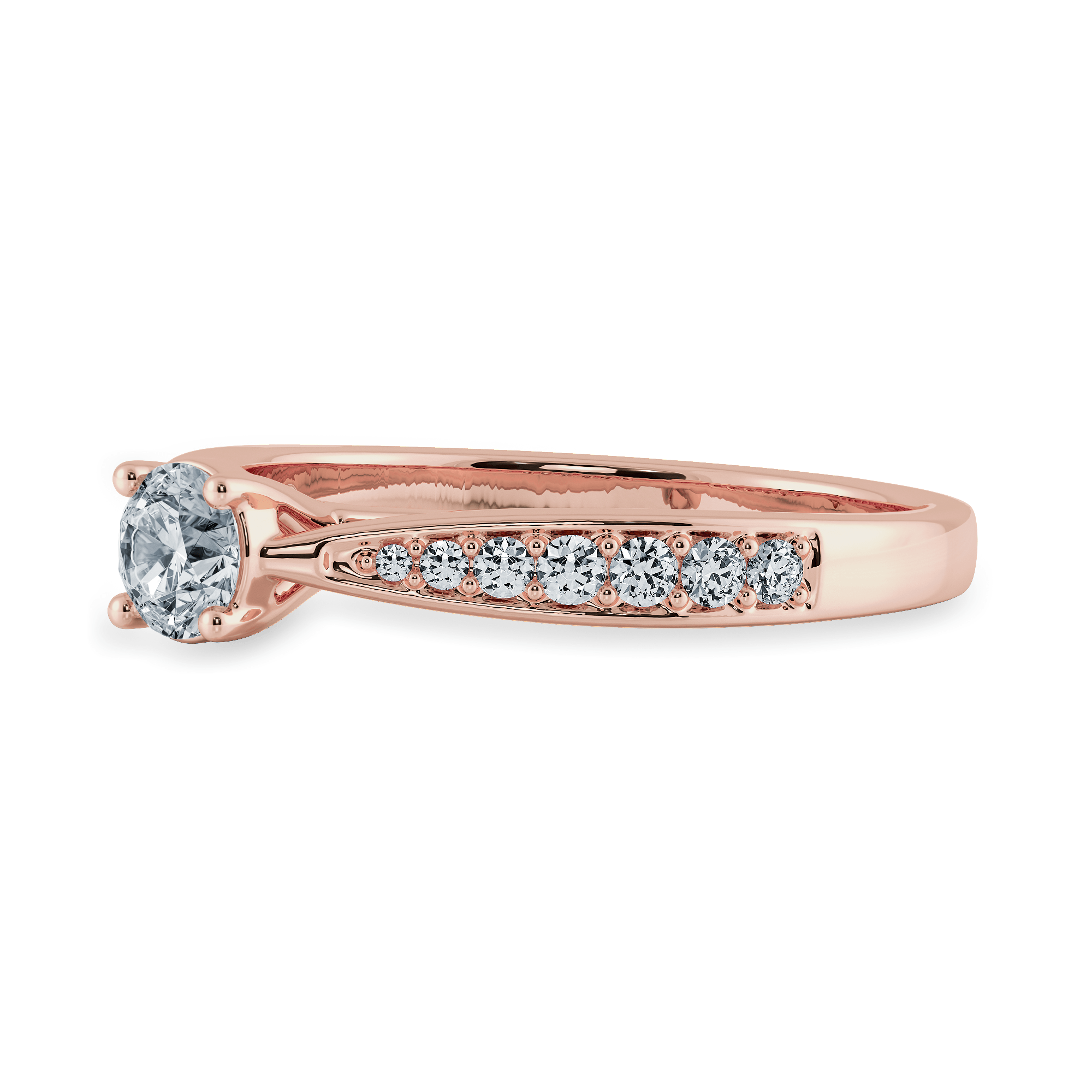 Jewelove™ Rings Women's Band only / VS J 1-Carat Solitaire Diamond Shank 18K Rose Gold Ring JL AU 1286R-C