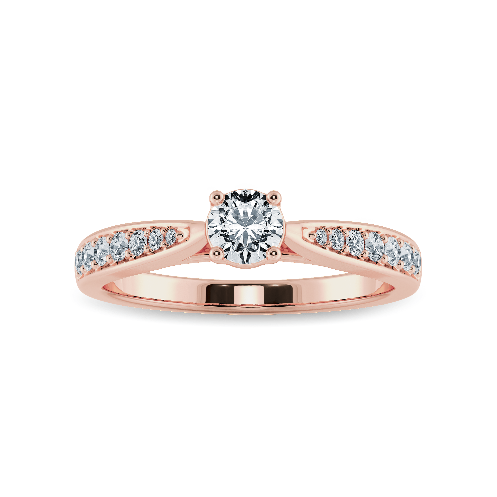 Jewelove™ Rings Women's Band only / VS J 1-Carat Solitaire Diamond Shank 18K Rose Gold Ring JL AU 1286R-C