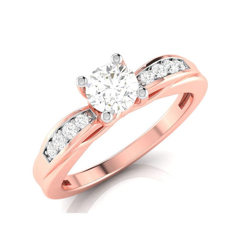 Jewelove™ Rings Women's Band only / VS J 1-Carat Solitaire Diamond Shank 18K Rose Gold Ring with Hidden Heart JL AU G 118R-C