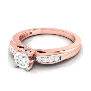 Jewelove™ Rings Women's Band only / VS J 1-Carat Solitaire Diamond Shank 18K Rose Gold Ring with Hidden Heart JL AU G 118R-C