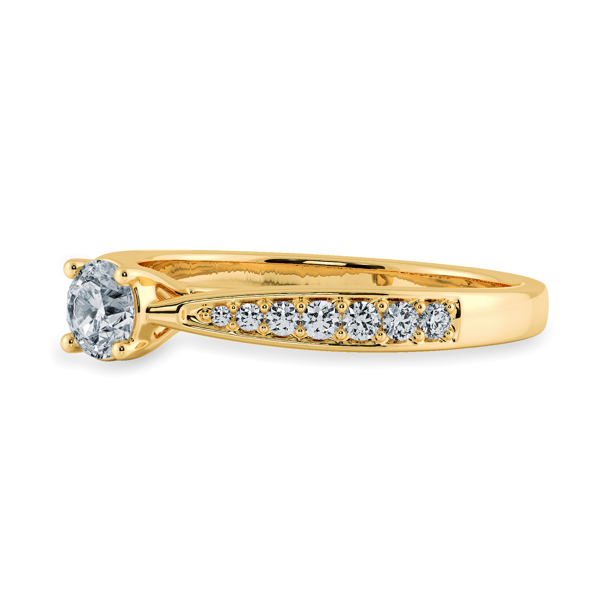 Jewelove™ Rings Women's Band only / VS J 1-Carat Solitaire Diamond Shank 18K Yellow Gold Ring JL AU 1286Y-C