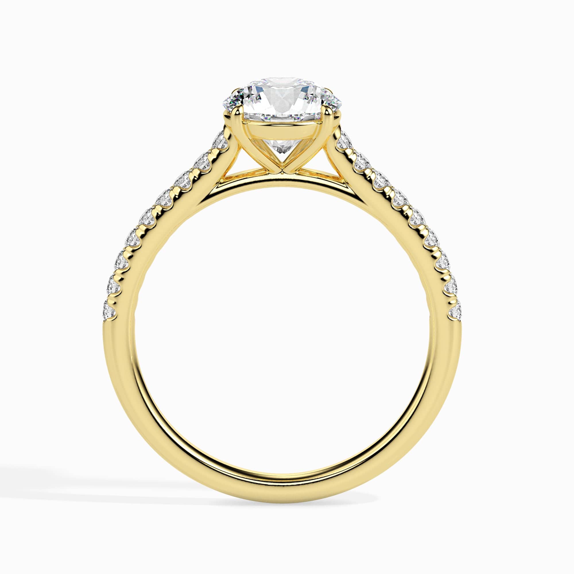 Jewelove™ Rings Women's Band only / VS J 1-Carat Solitaire Diamond Shank 18K Yellow Gold Ring JL AU 19011Y-B