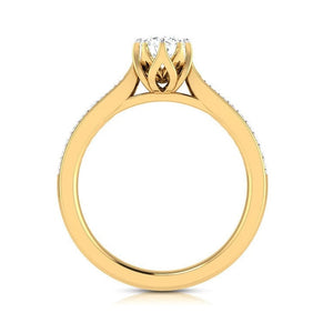 Jewelove™ Rings Women's Band only 1-Carat Solitaire Diamond Shank 18K Yellow Gold Ring JL AU G 109Y-C