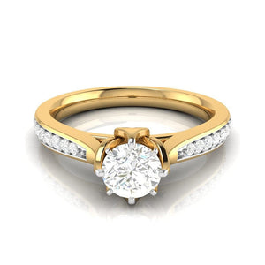 Jewelove™ Rings Women's Band only 1-Carat Solitaire Diamond Shank 18K Yellow Gold Ring JL AU G 109Y-C