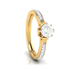 Jewelove™ Rings Women's Band only 1-Carat Solitaire Diamond Shank 18K Yellow Gold Ring JL AU G 109Y-C