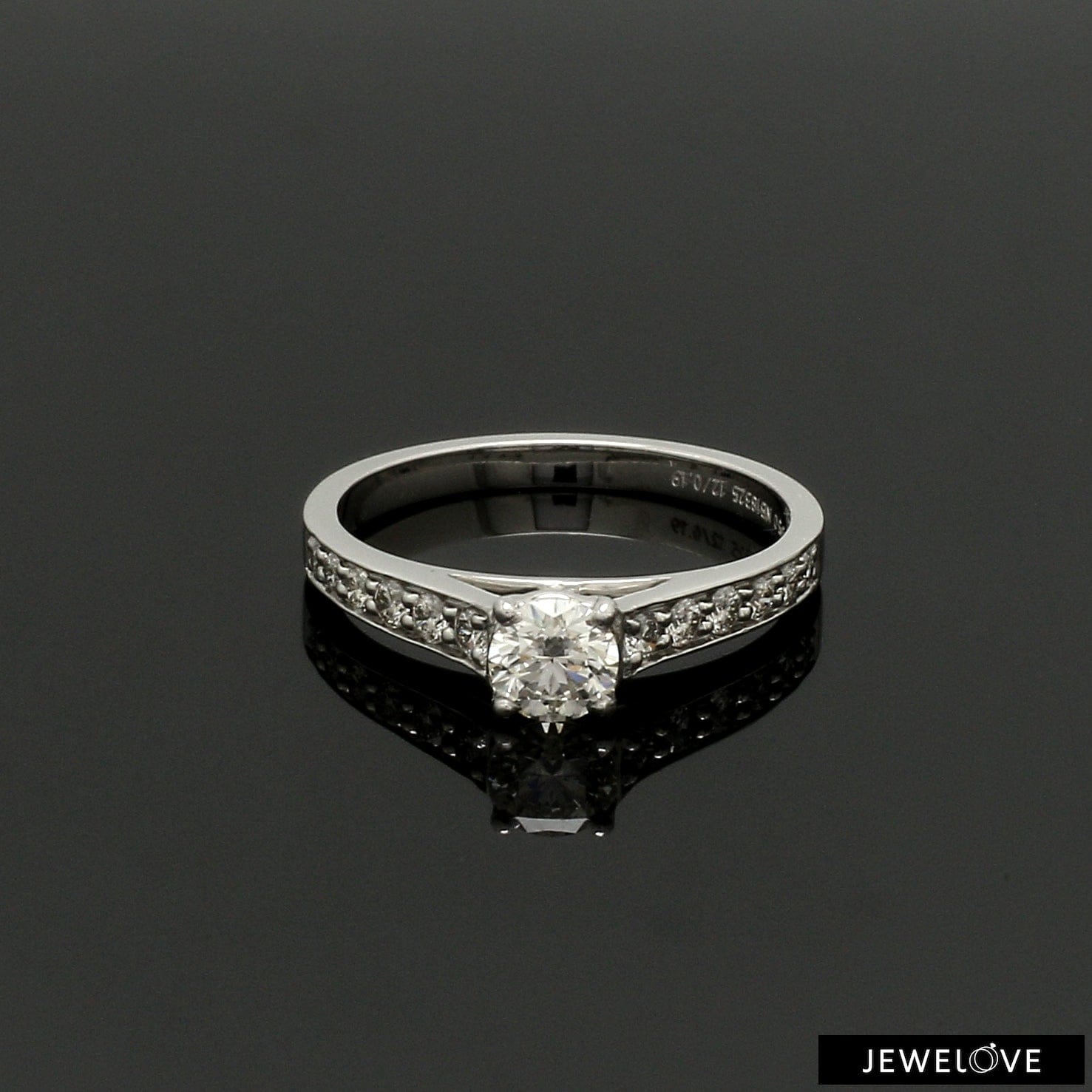 Jewelove™ Rings J VS / Women's Band only 1 Carat Solitaire Diamond Shank Platinum Ring JL PT 1324-C