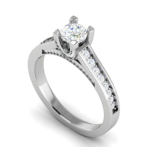 Jewelove™ Rings VS J / Women's Band only 1-Carat Solitaire Diamond Shank Platinum Ring JL PT RP RD 140-C