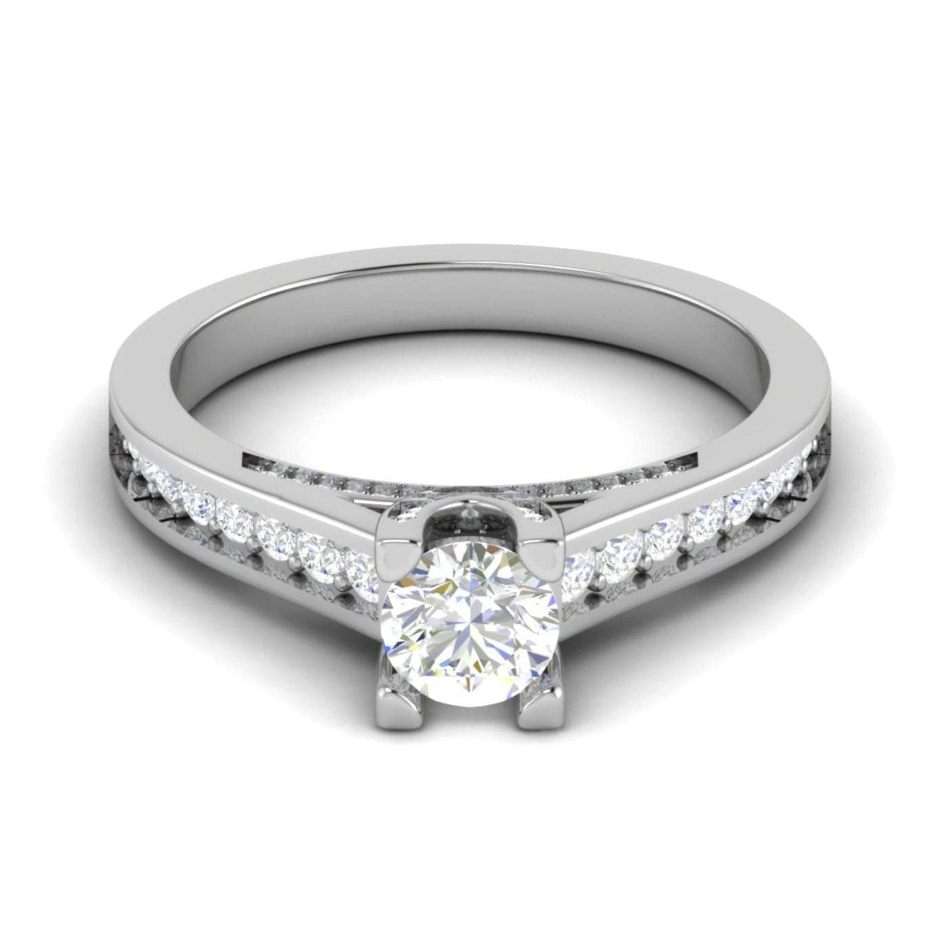 Jewelove™ Rings VS J / Women's Band only 1-Carat Solitaire Diamond Shank Platinum Ring JL PT RP RD 140-C