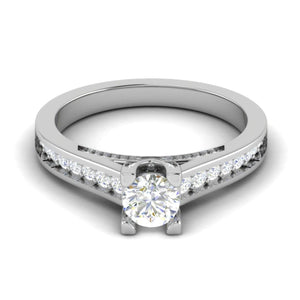 Jewelove™ Rings VS J / Women's Band only 1-Carat Solitaire Diamond Shank Platinum Ring JL PT RP RD 140-C