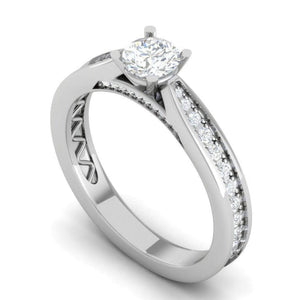 Jewelove™ Rings VS J / Women's Band only 1-Carat Solitaire Diamond Shank Platinum Ring JL PT RP RD 143-C