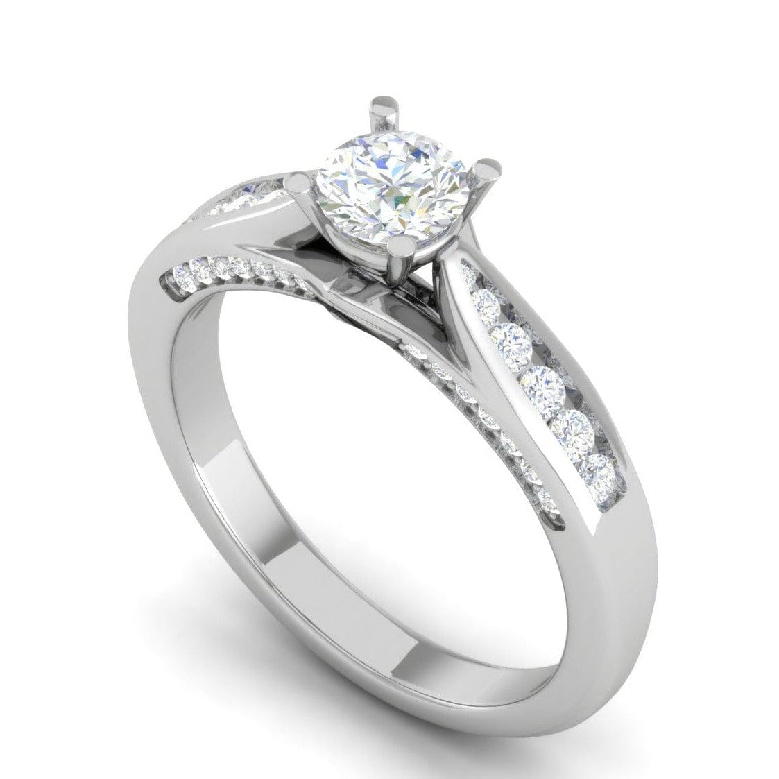 Jewelove™ Rings VS J / Women's Band only 1-Carat Solitaire Diamond Split Shank Platinum Ring JL PT RP RD 118-C