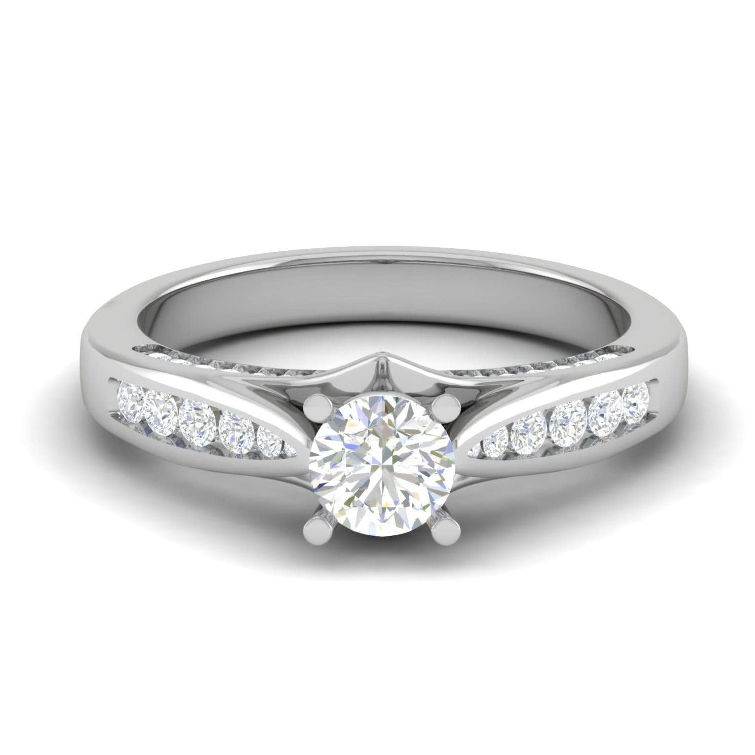 Jewelove™ Rings VS J / Women's Band only 1-Carat Solitaire Diamond Split Shank Platinum Ring JL PT RP RD 118-C