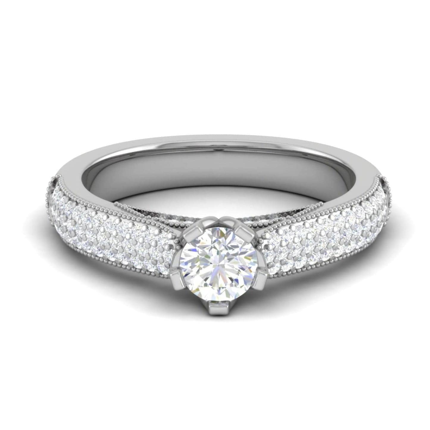 Jewelove™ Rings VS J / Women's Band only 1-Carat Solitaire Diamond Split Shank Platinum Ring JL PT RP RD 159-C