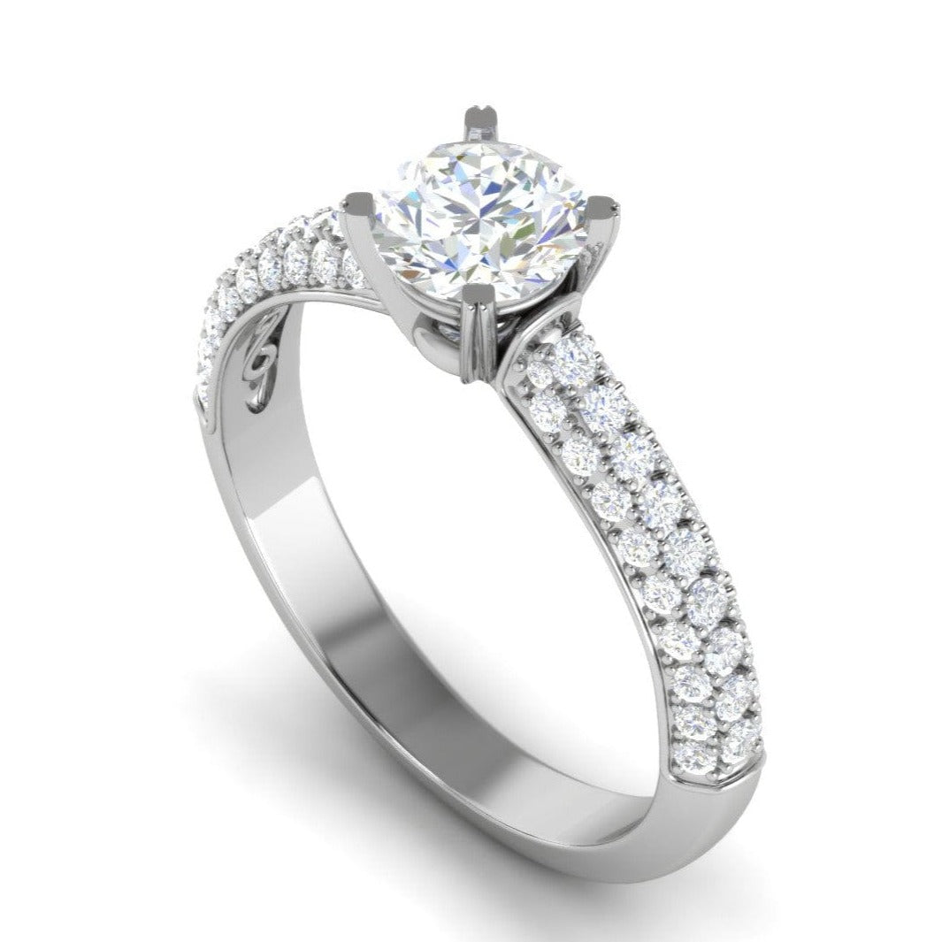 Jewelove™ Rings VS J / Women's Band only 1-Carat Solitaire Diamond Split Shank Platinum Ring JL PT RP RD 161-C