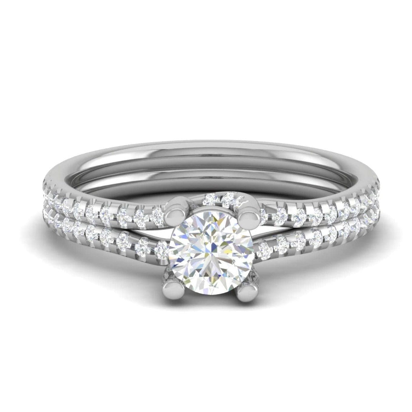 Jewelove™ Rings VS J / Women's Band only 1-Carat Solitaire Diamond Split Shank Platinum Ring JL PT RP RD 182-C