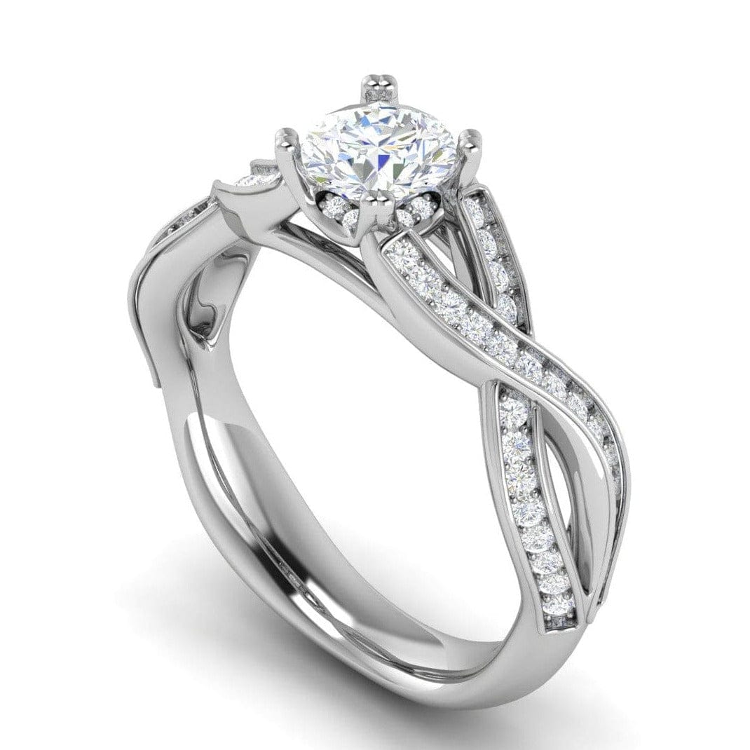 Jewelove™ Rings VS J / Women's Band only 1-Carat Solitaire Diamond Twisted Shank Platinum Ring JL PT RP RD 148-C