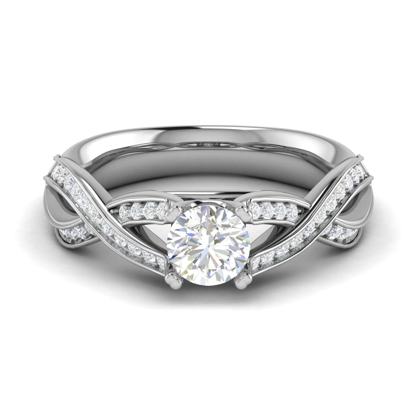 Jewelove™ Rings VS J / Women's Band only 1-Carat Solitaire Diamond Twisted Shank Platinum Ring JL PT RP RD 148-C