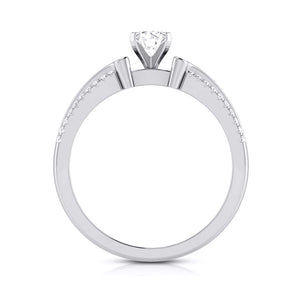 Jewelove™ Rings J VS / Women's Band only 1-Carat Solitaire Engagement Ring for Women with 2-Row Diamonds Shank JL PT G 116-C