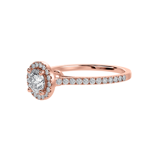 Jewelove™ Rings Women's Band only / VS J 1-Carat Solitaire Halo Diamond Shank 18K Rose Gold Ring JL AU 1294R-C