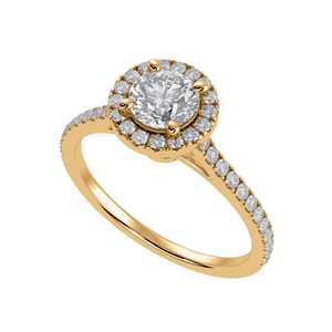 Jewelove™ Rings Women's Band only / VS J 1-Carat Solitaire Halo Diamond Shank 18K Yellow Gold Ring JL AU 1294Y-C