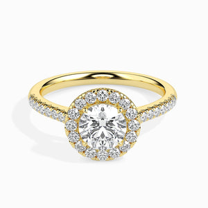 Jewelove™ Rings Women's Band only / VS J 1-Carat Solitaire Halo Diamond Shank 18K Yellow Gold Ring JL AU 19031Y-C