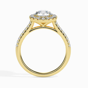 Jewelove™ Rings Women's Band only / VS J 1-Carat Solitaire Halo Diamond Shank 18K Yellow Gold Ring JL AU 19031Y-C