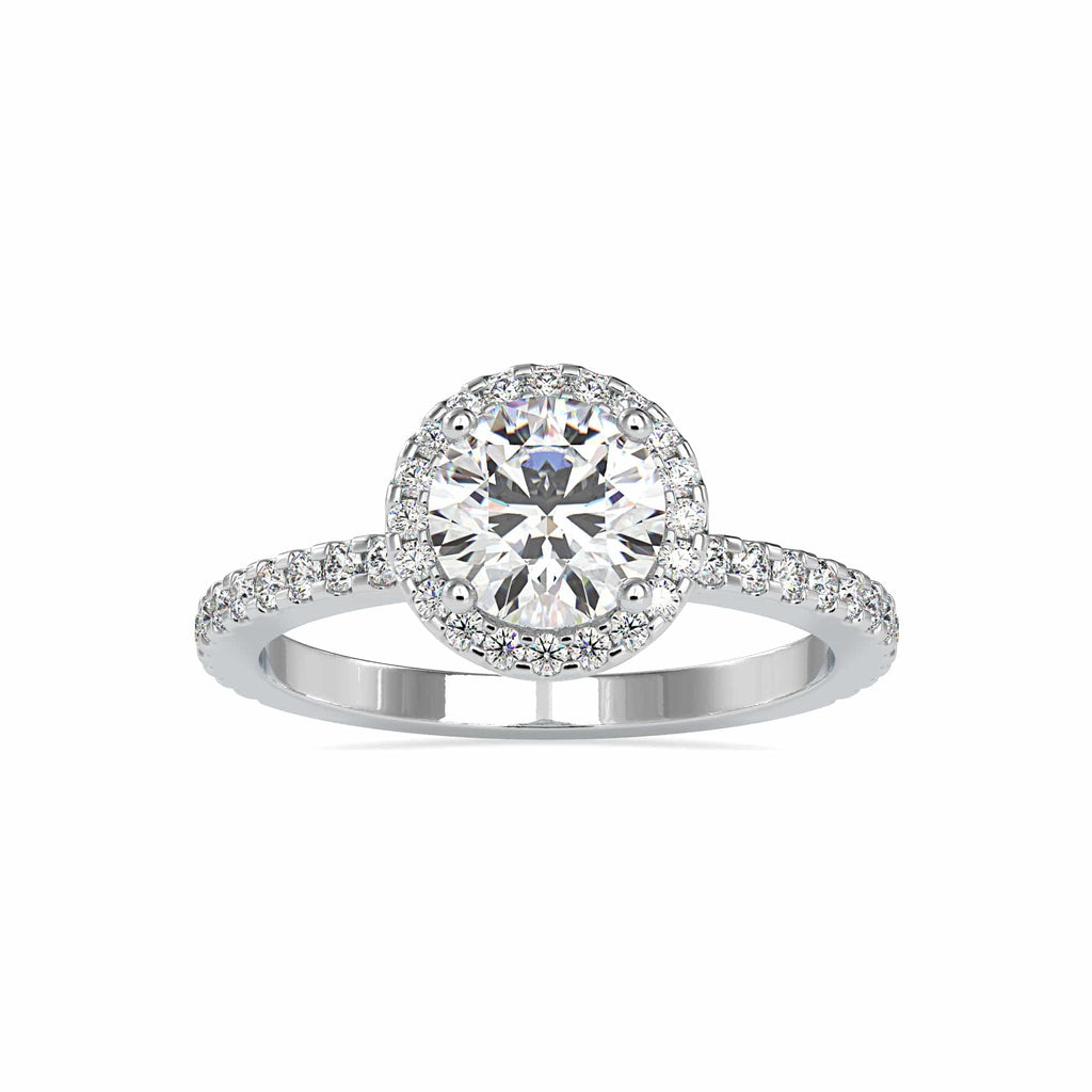 Jewelove™ Rings Women's Band only / VS J 1-Carat Solitaire Halo Diamond Shank Platinum Engagement Ring JL PT 0108-C