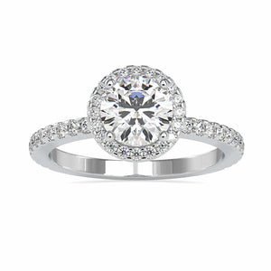 Jewelove™ Rings Women's Band only / VS J 1-Carat Solitaire Halo Diamond Shank Platinum Engagement Ring JL PT 0108-C