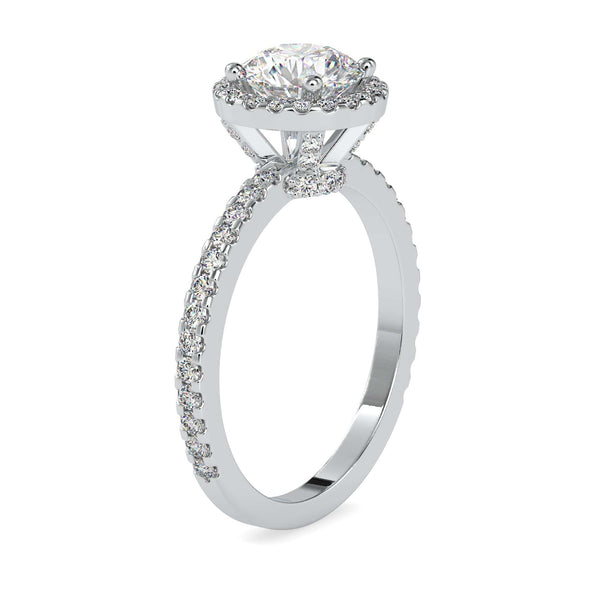 Jewelove™ Rings Women's Band only / VS J 1-Carat Solitaire Halo Diamond Shank Platinum Engagement Ring JL PT 0108-C
