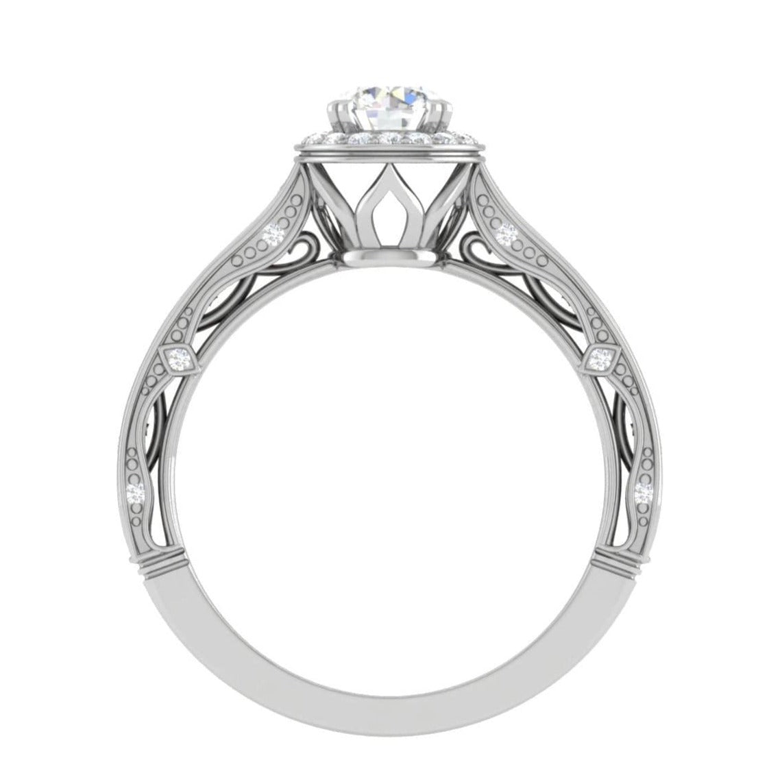 Jewelove™ Rings VS J / Women's Band only 1-Carat Solitaire Halo Diamond Shank Platinum Ring for Women JL PT RV RD 137-D