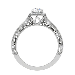 Jewelove™ Rings VS J / Women's Band only 1-Carat Solitaire Halo Diamond Shank Platinum Ring for Women JL PT RV RD 137-D