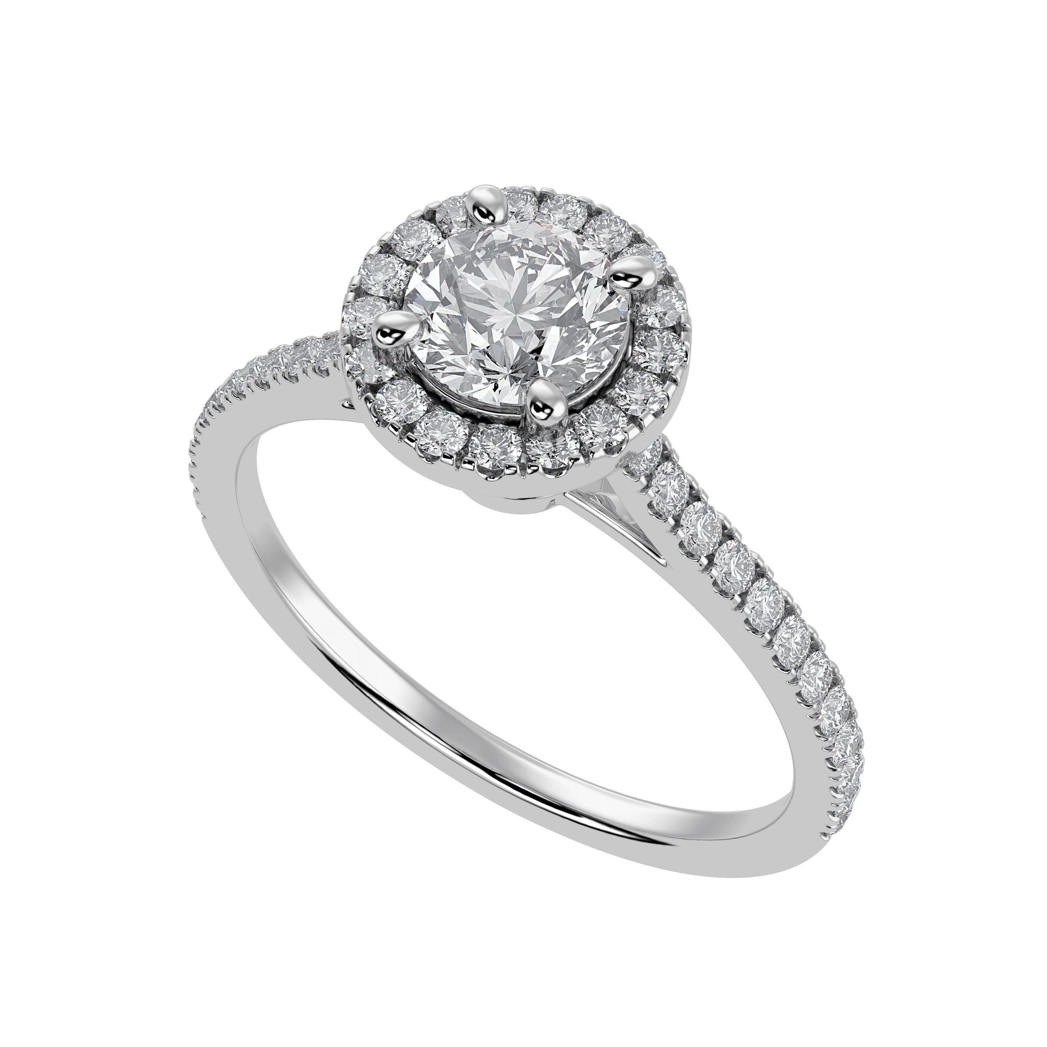 Jewelove™ Rings J VS / Women's Band only 1-Carat Solitaire Halo Diamond Shank Platinum Ring JL PT 1294-C