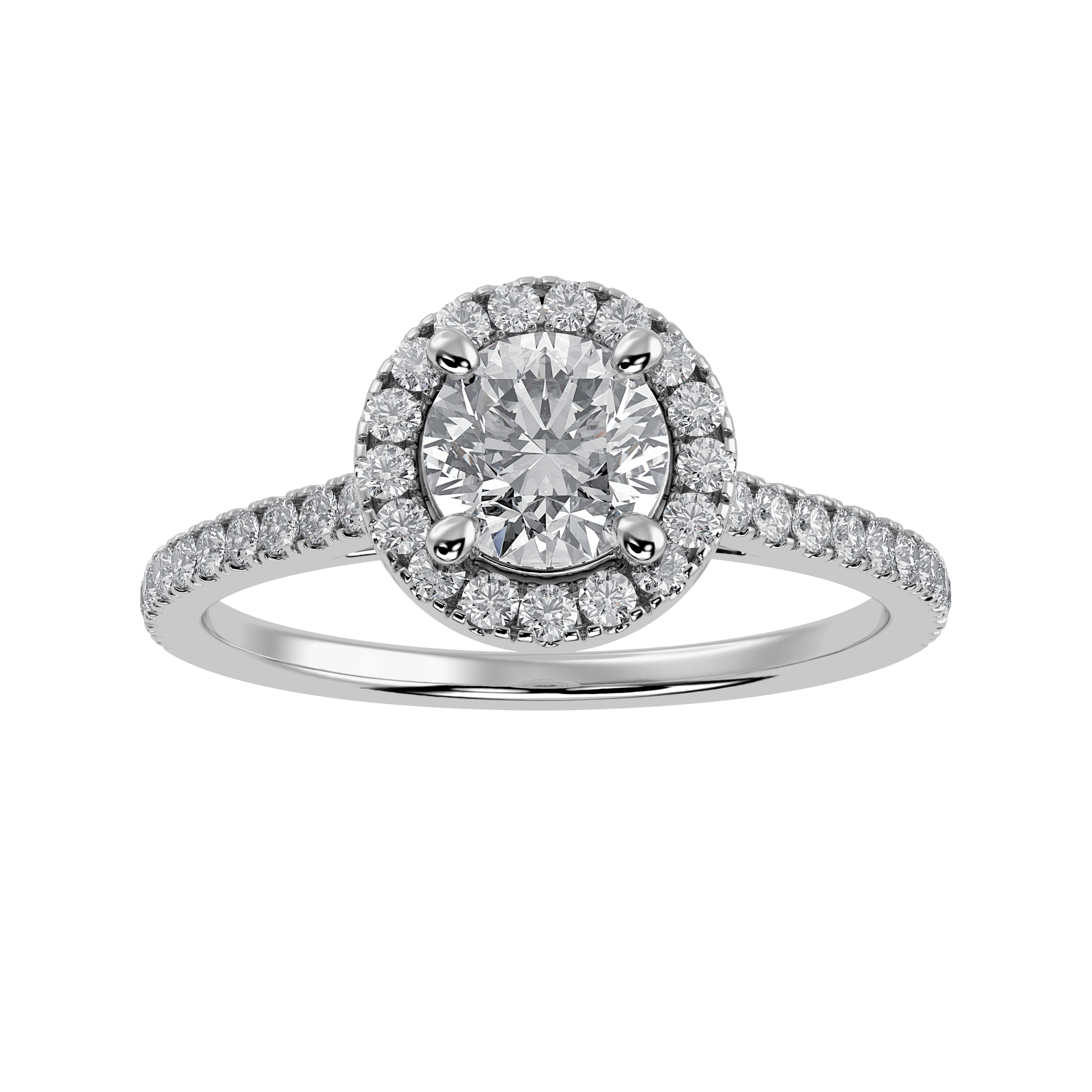 Jewelove™ Rings J VS / Women's Band only 1-Carat Solitaire Halo Diamond Shank Platinum Ring JL PT 1294-C