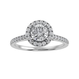 Jewelove™ Rings J VS / Women's Band only 1-Carat Solitaire Halo Diamond Shank Platinum Ring JL PT 1294-C