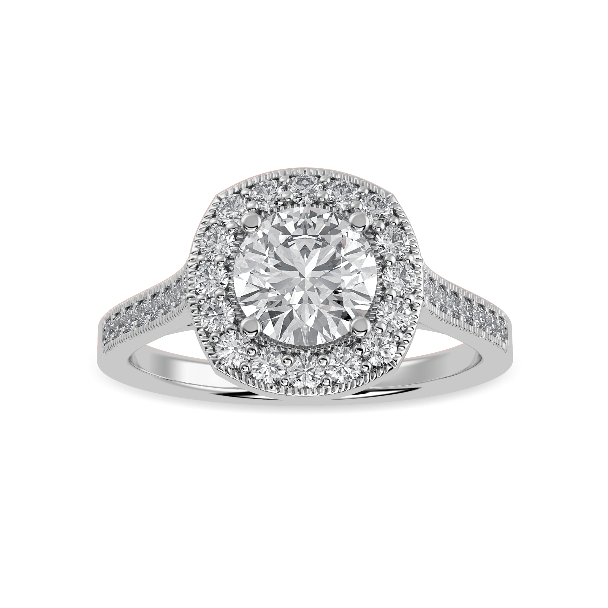 Jewelove™ Rings J VS / Women's Band only 1-Carat Solitaire Halo Diamond Shank Platinum Ring JL PT 1332-C