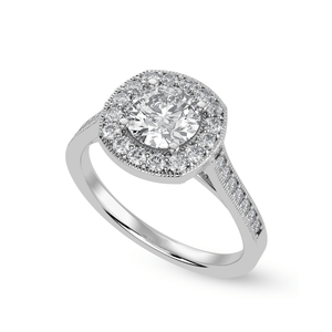 Jewelove™ Rings J VS / Women's Band only 1-Carat Solitaire Halo Diamond Shank Platinum Ring JL PT 1332-C