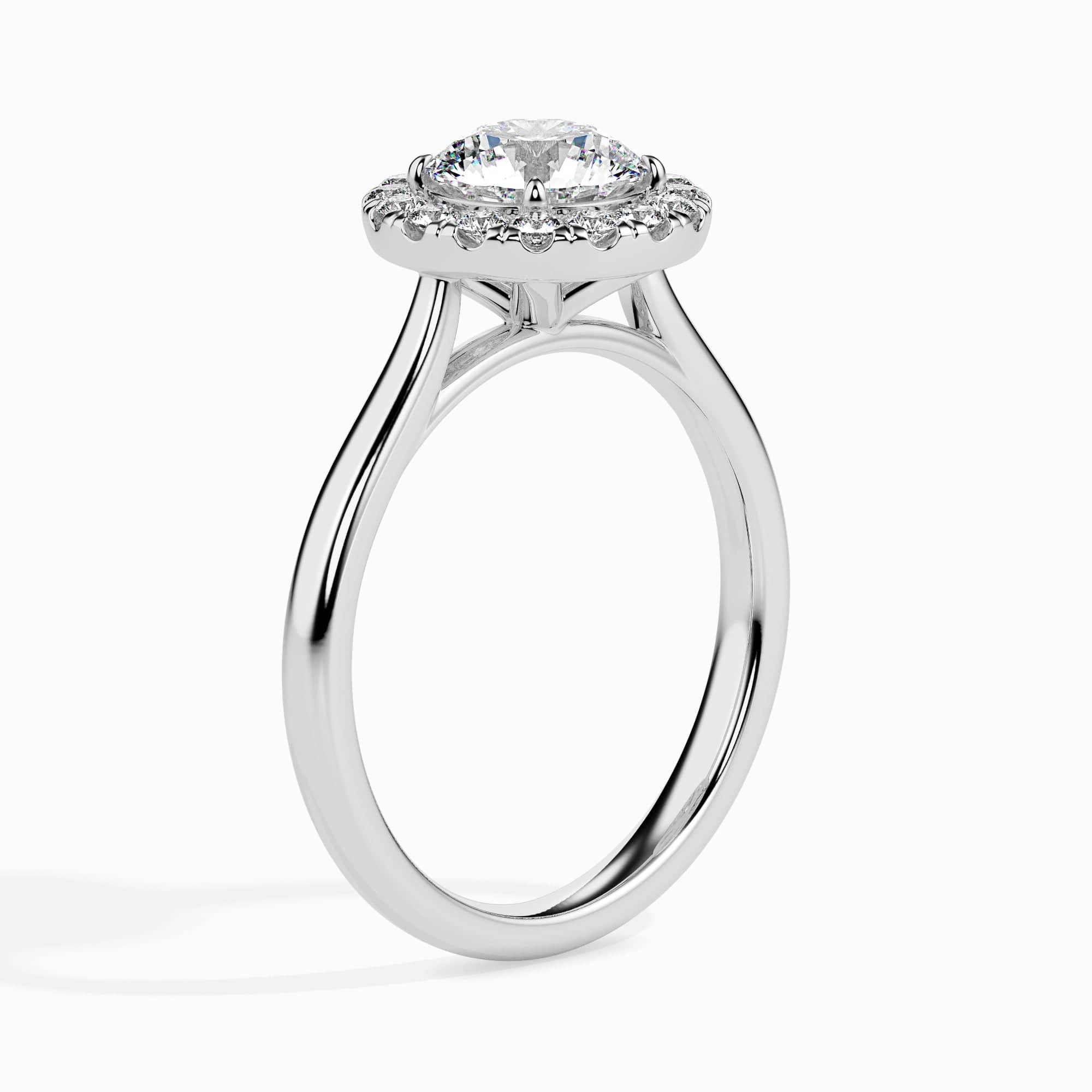 Jewelove™ Rings J VS / Women's Band only 1-Carat Solitaire Halo Diamond Shank Platinum Ring JL PT 19021-C