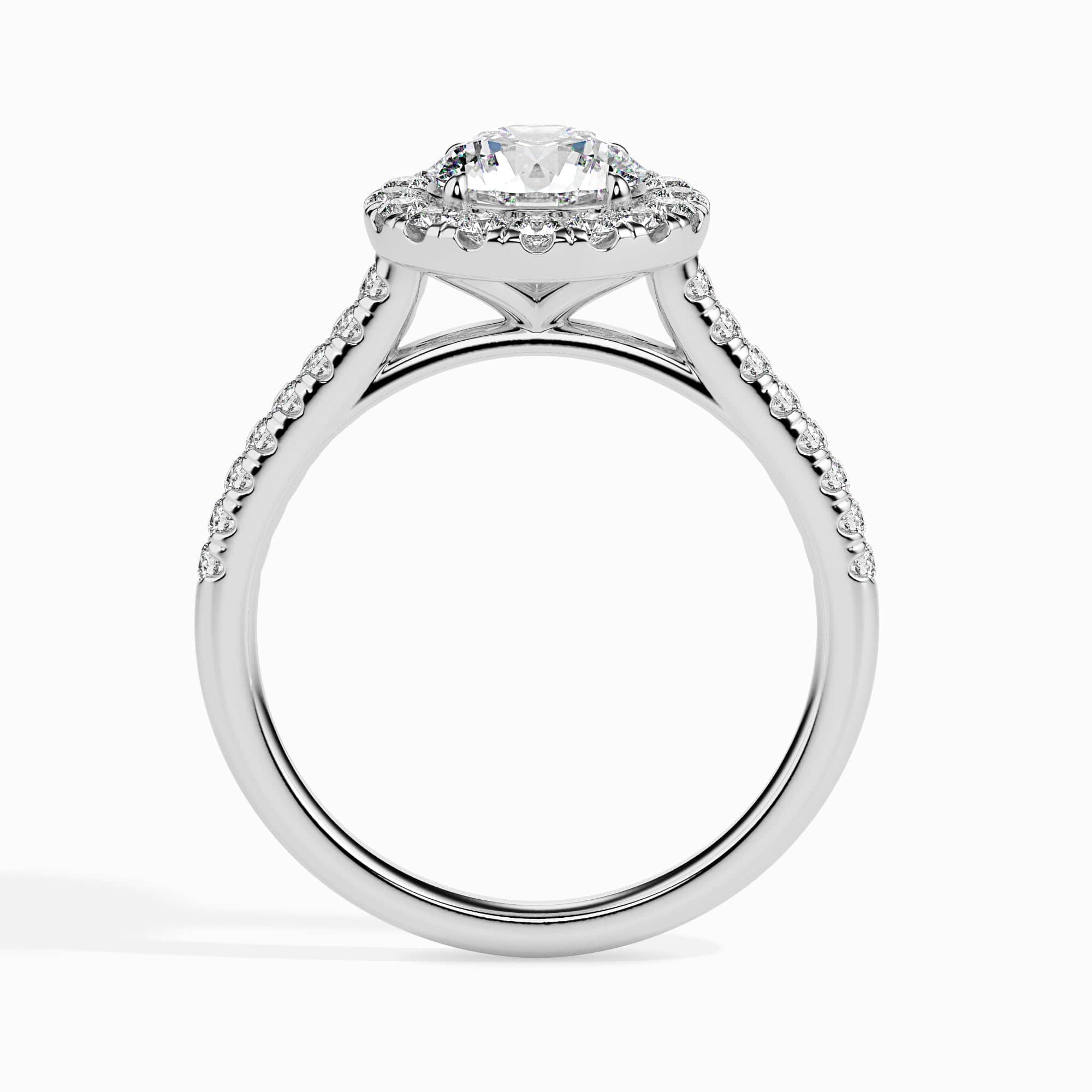 Jewelove™ Rings J VS / Women's Band only 1-Carat Solitaire Halo Diamond Shank Platinum Ring JL PT 19031-C