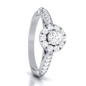 Jewelove™ Rings Women's Band only / VS J 1-Carat Solitaire Halo Diamond Shank Platinum Ring JL PT G 103-D