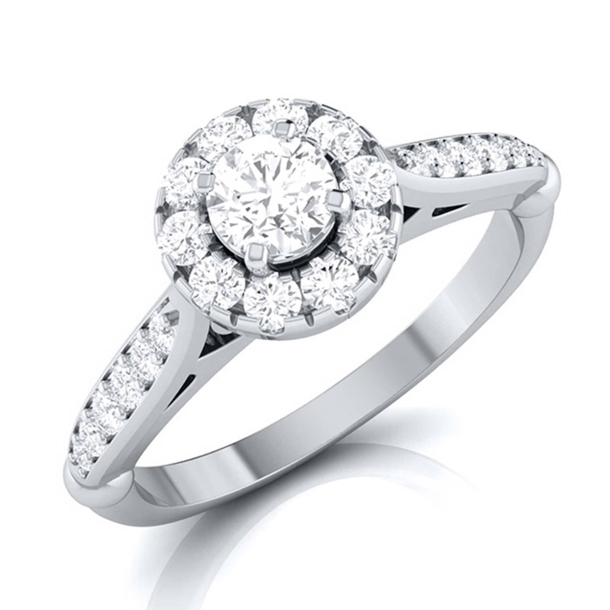 Jewelove™ Rings Women's Band only / VS J 1-Carat Solitaire Halo Diamond Shank Platinum Ring JL PT G 103-D